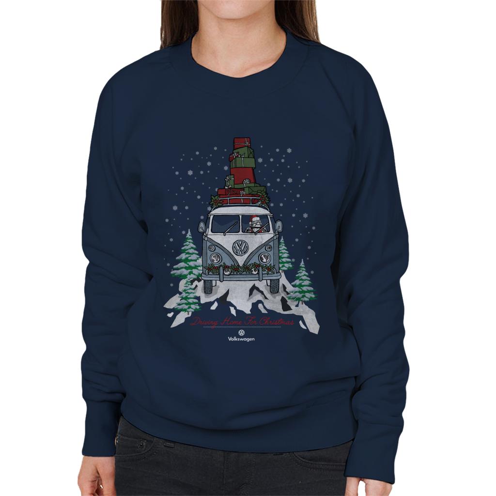 Volkswagen Driving Home Christmas Camper Women's Sweatshirt-ALL + EVERY