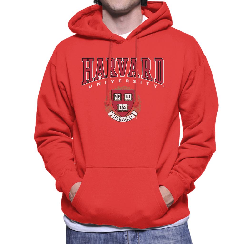 Harvard University Red Veritas Crest Men's Hooded Sweatshirt-ALL + EVERY