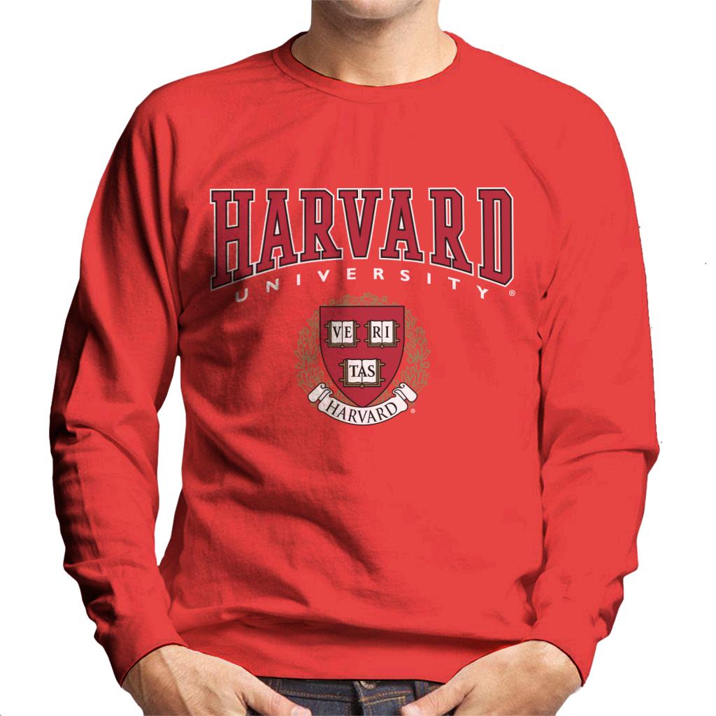 Harvard University Red Veritas Crest Men's Sweatshirt-ALL + EVERY