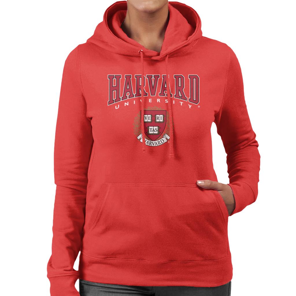 Harvard University Red Veritas Crest Women's Hooded Sweatshirt-ALL + EVERY