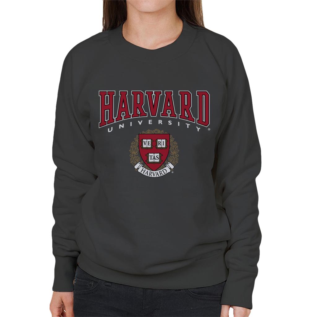 Harvard University Red Veritas Crest Women's Sweatshirt-ALL + EVERY