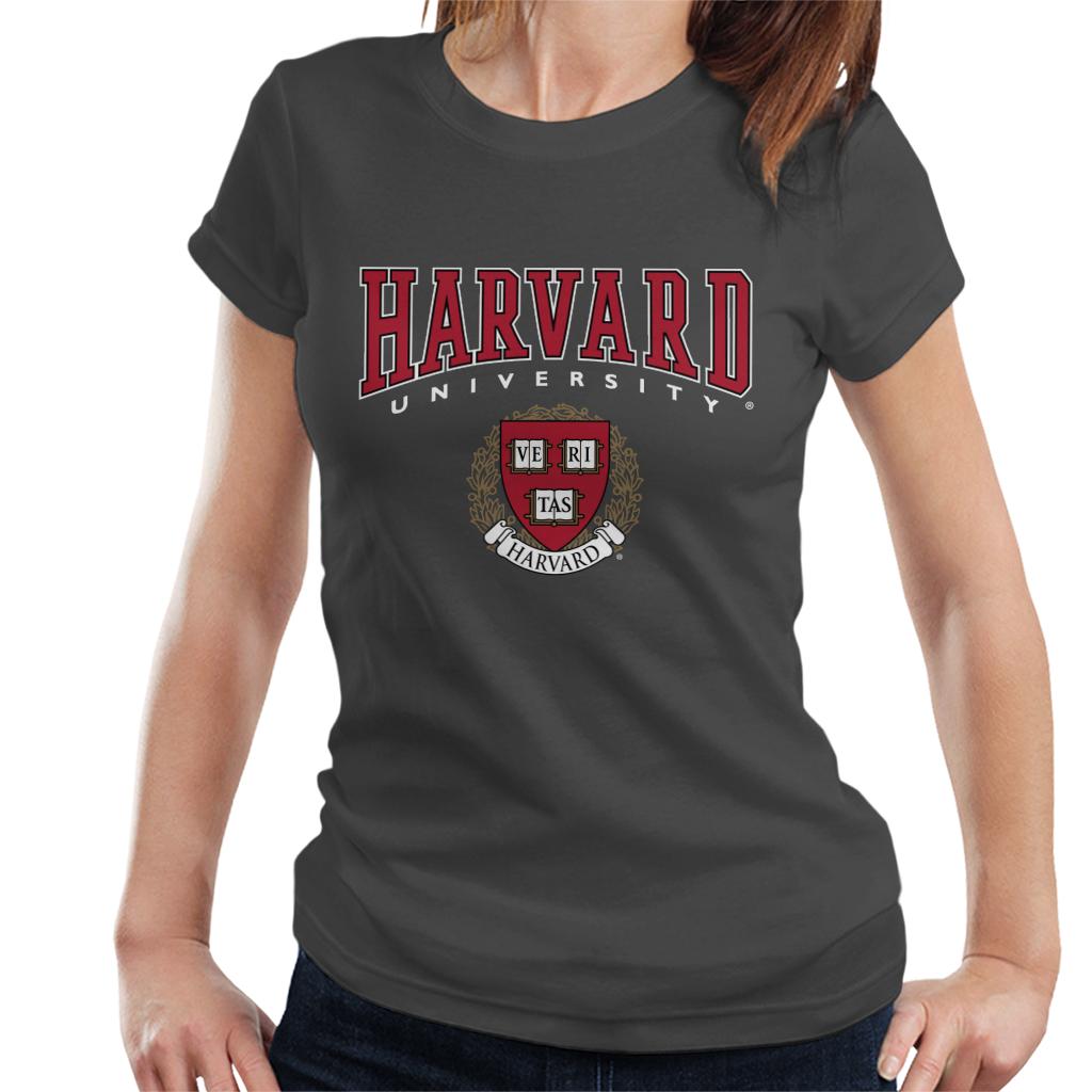 Harvard University Red Veritas Crest Women's T-Shirt-ALL + EVERY