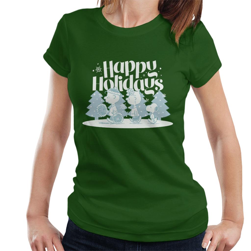 Peanuts Christmas Snoopy Happy Holidays Women's T-Shirt-ALL + EVERY