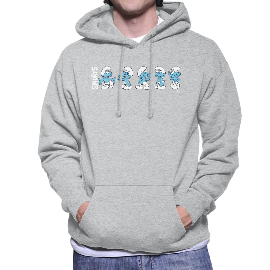 The Smurfs Character Actions Montage Men's Hooded Sweatshirt-ALL + EVERY