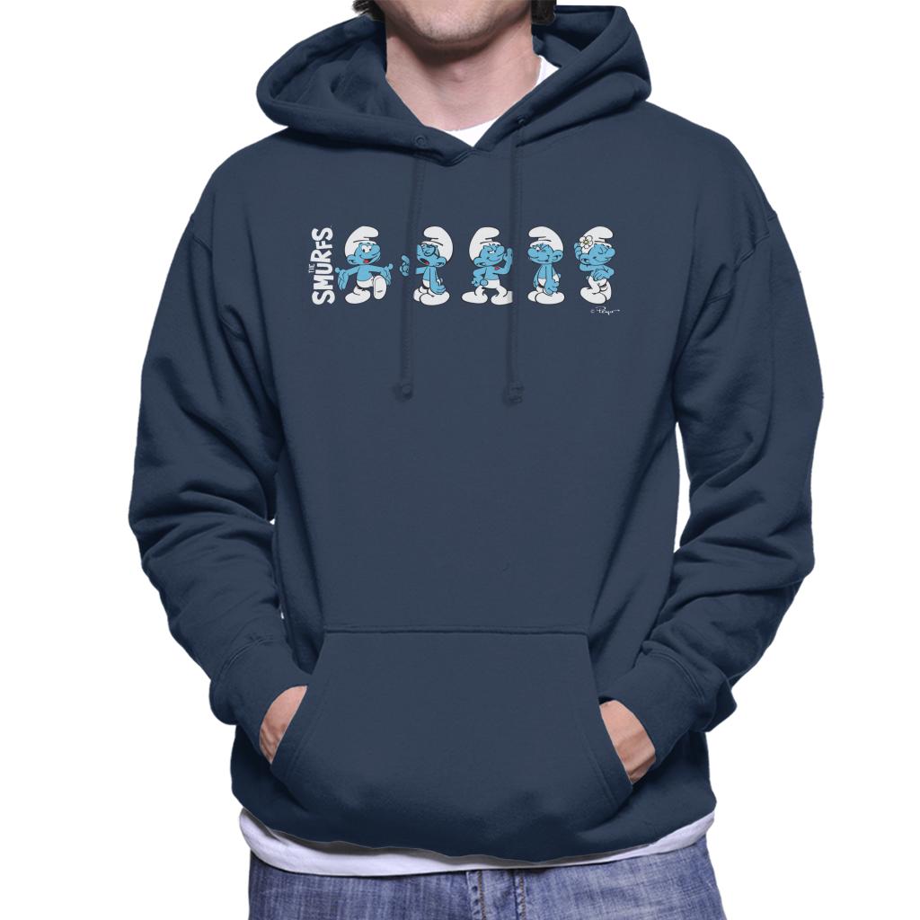 The Smurfs Character Actions Montage Men's Hooded Sweatshirt-ALL + EVERY