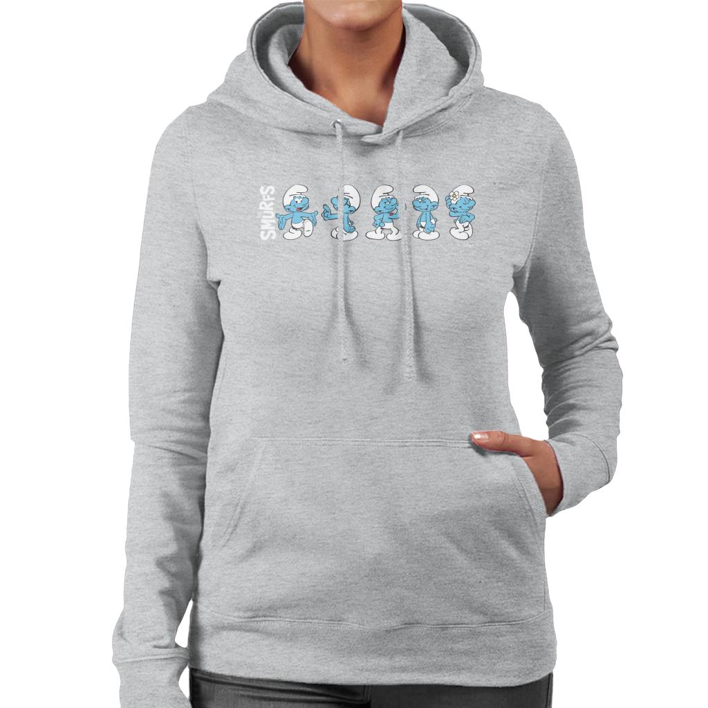 The Smurfs Character Actions Montage Women's Hooded Sweatshirt-ALL + EVERY