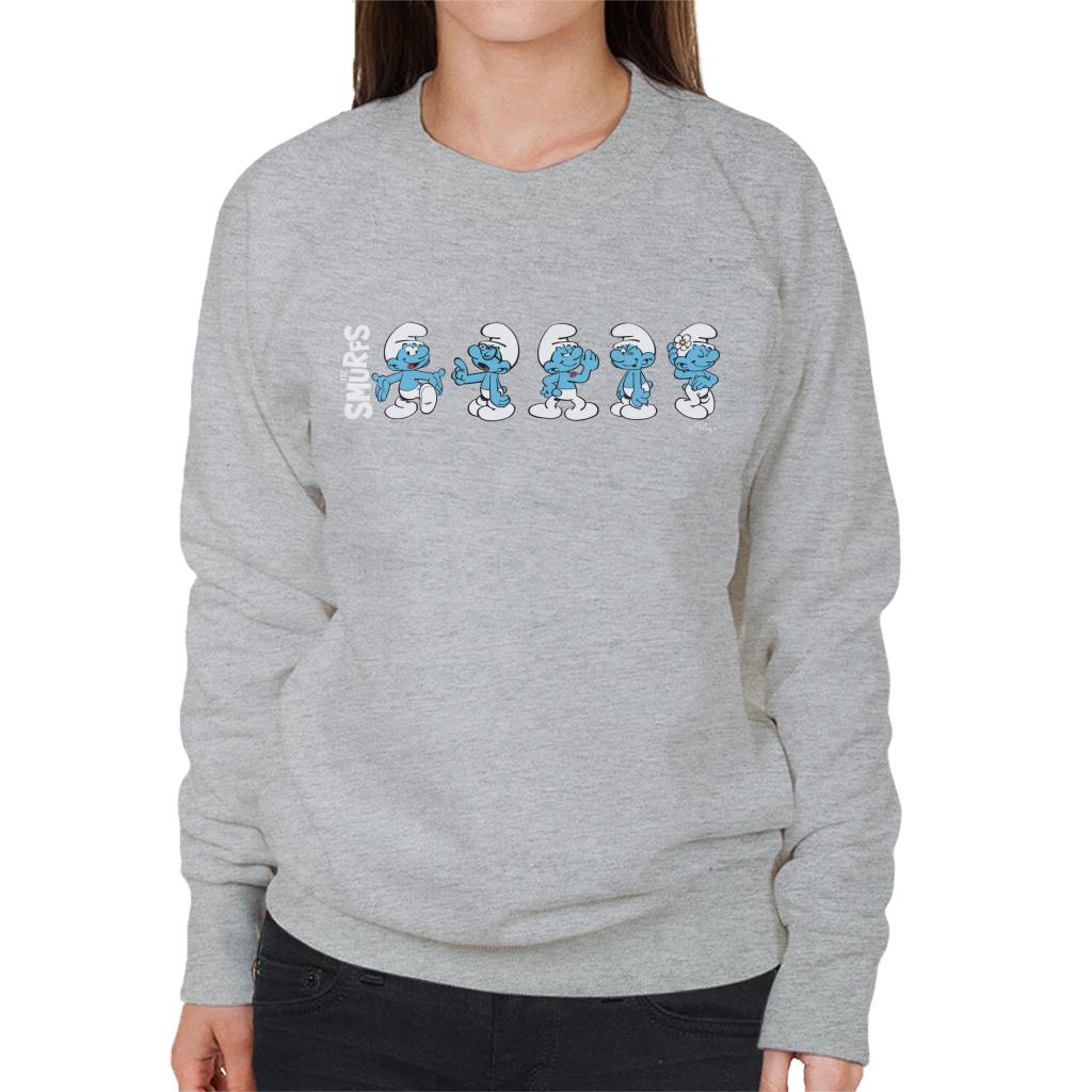 The Smurfs Character Actions Montage Women's Sweatshirt-ALL + EVERY