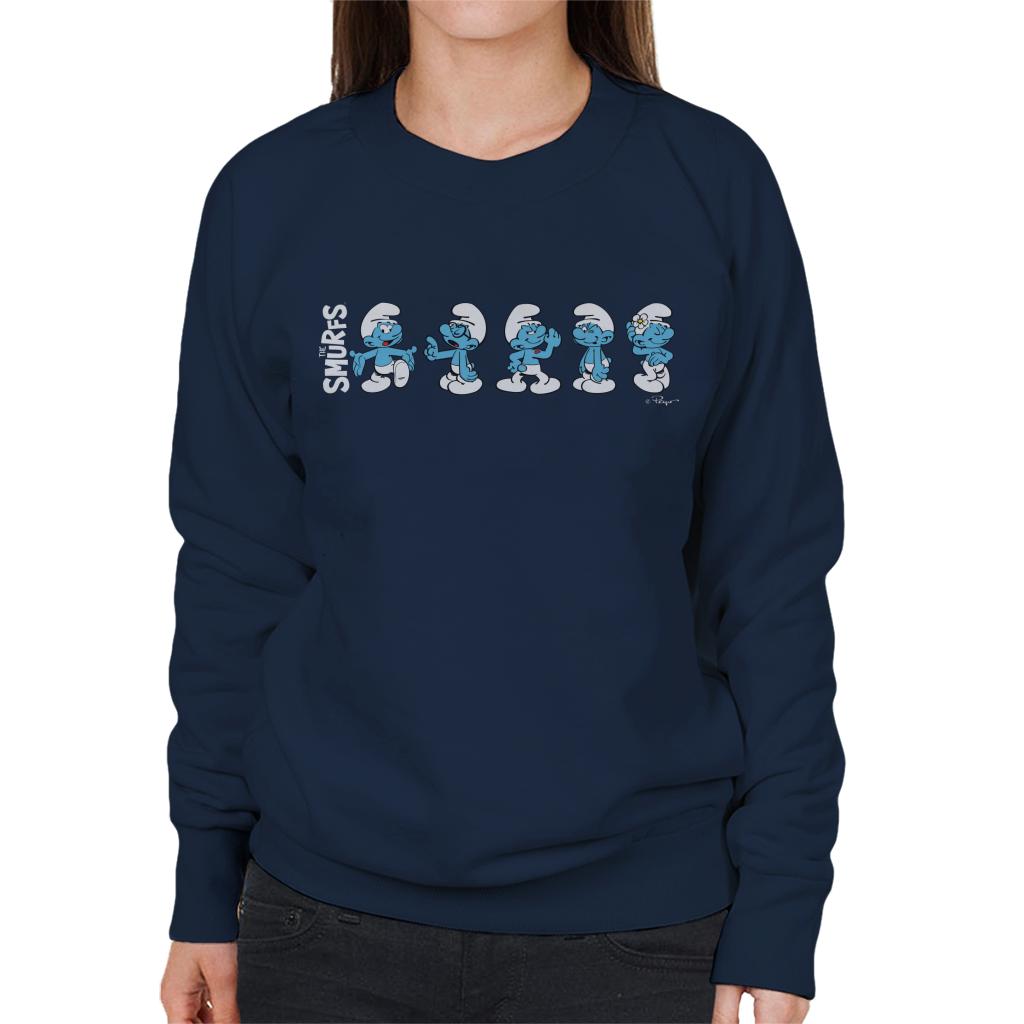 The Smurfs Character Actions Montage Women's Sweatshirt-ALL + EVERY