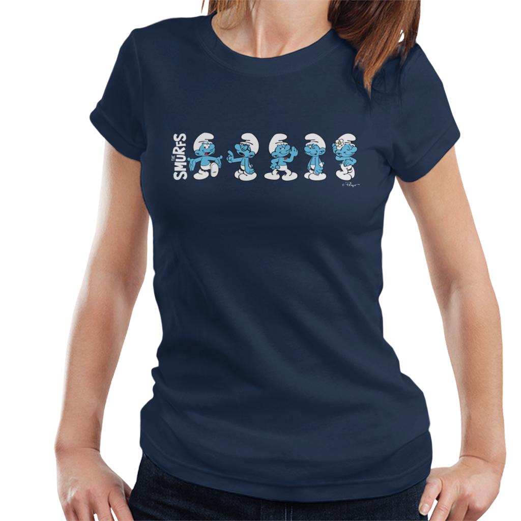 The Smurfs Character Actions Montage Women's T-Shirt-ALL + EVERY