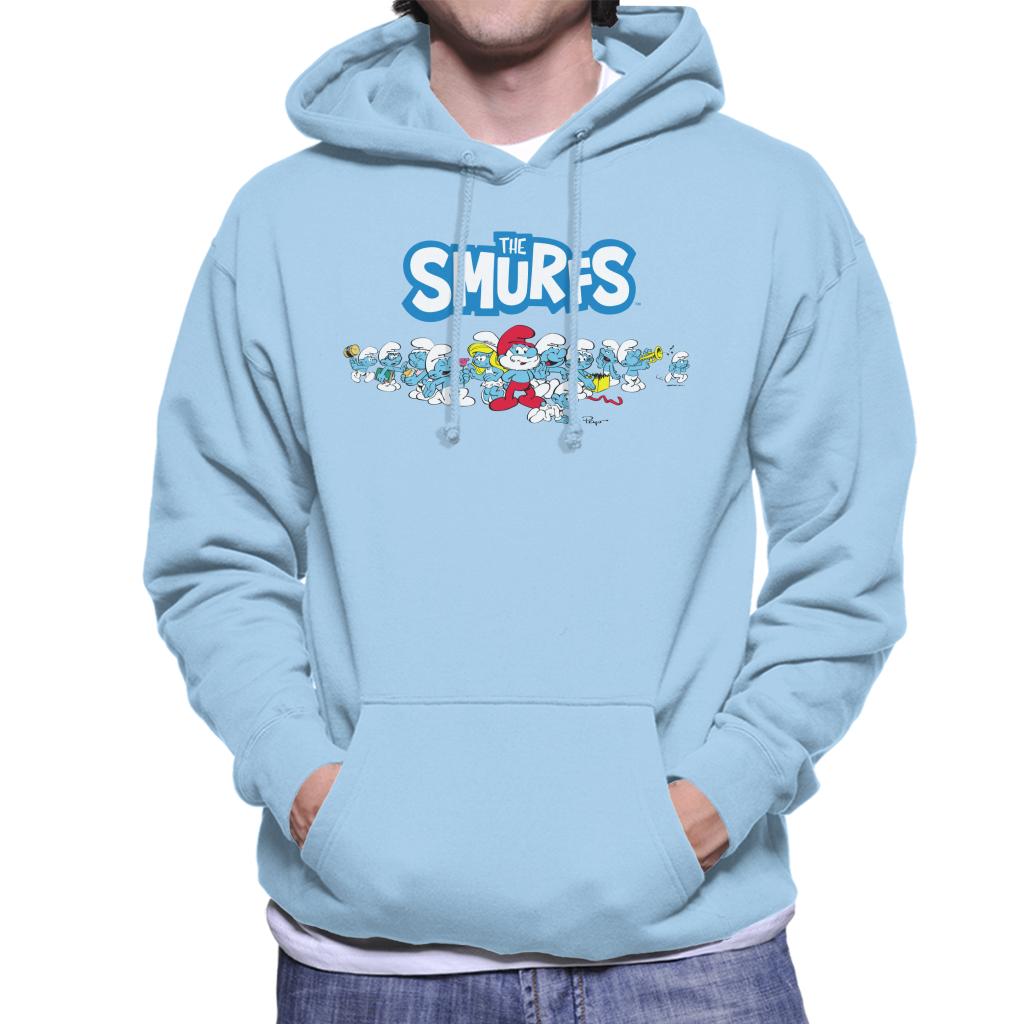 The Smurfs All Together Men's Hooded Sweatshirt-ALL + EVERY