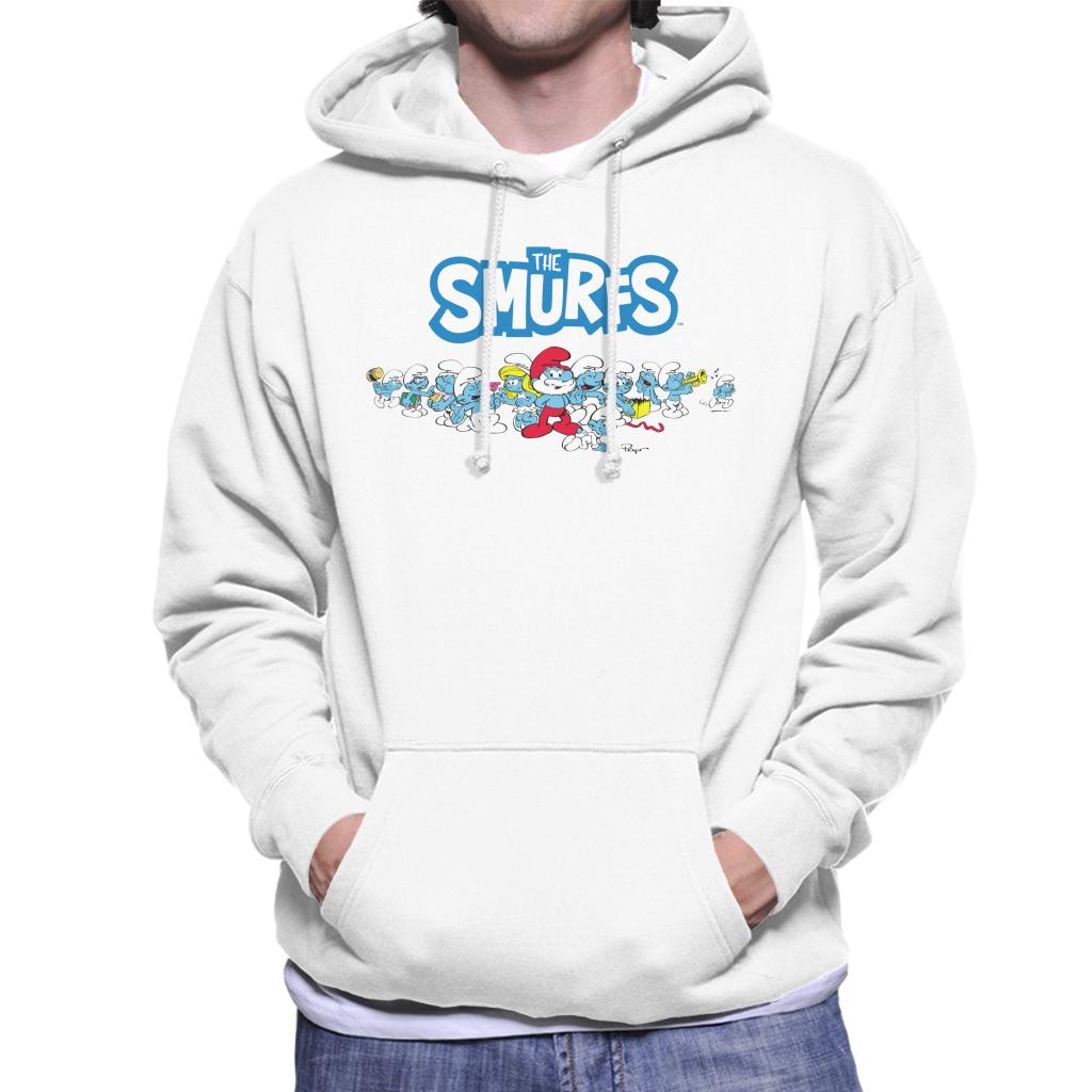 The Smurfs All Together Men's Hooded Sweatshirt-ALL + EVERY