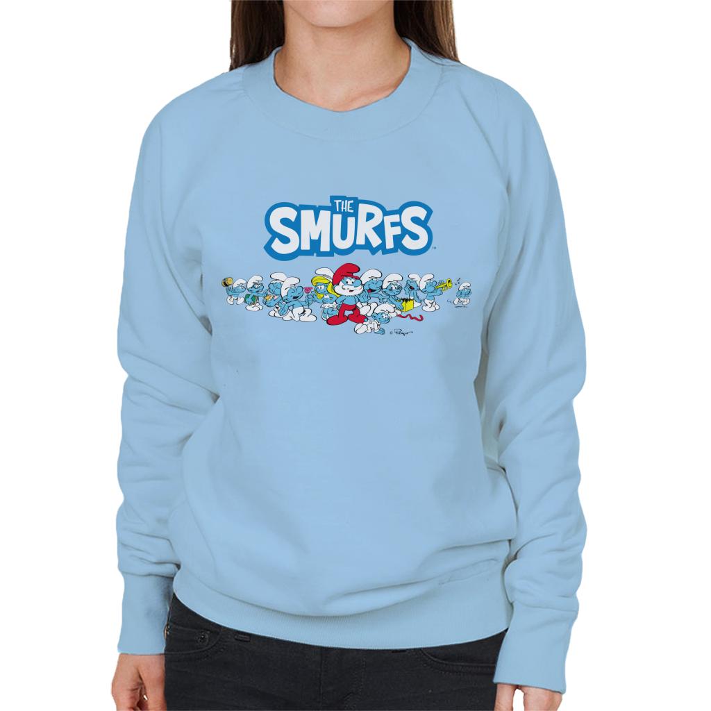 The Smurfs All Together Women's Sweatshirt-ALL + EVERY