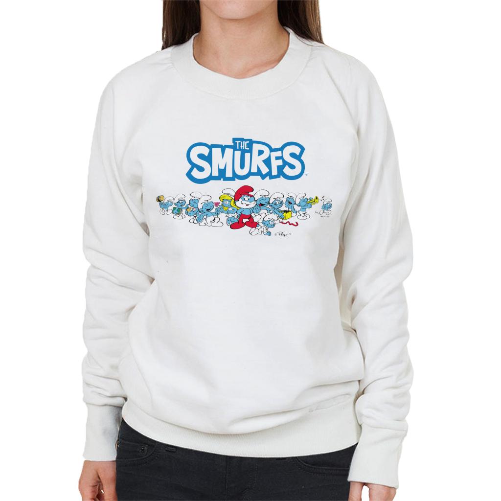 The Smurfs All Together Women's Sweatshirt-ALL + EVERY