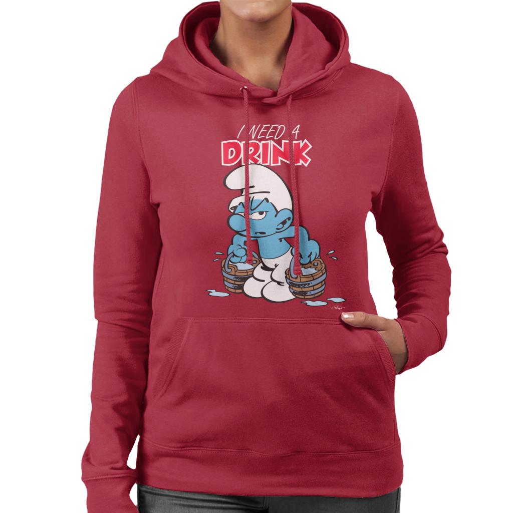 The Smurfs I Need A Drink Women's Hooded Sweatshirt-ALL + EVERY