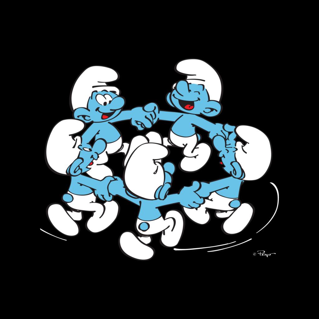 The Smurfs Holding Hands And Dancing Men's T-Shirt-ALL + EVERY