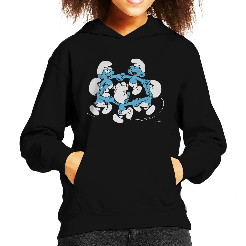 The Smurfs Holding Hands And Dancing Kid's Hooded Sweatshirt-ALL + EVERY