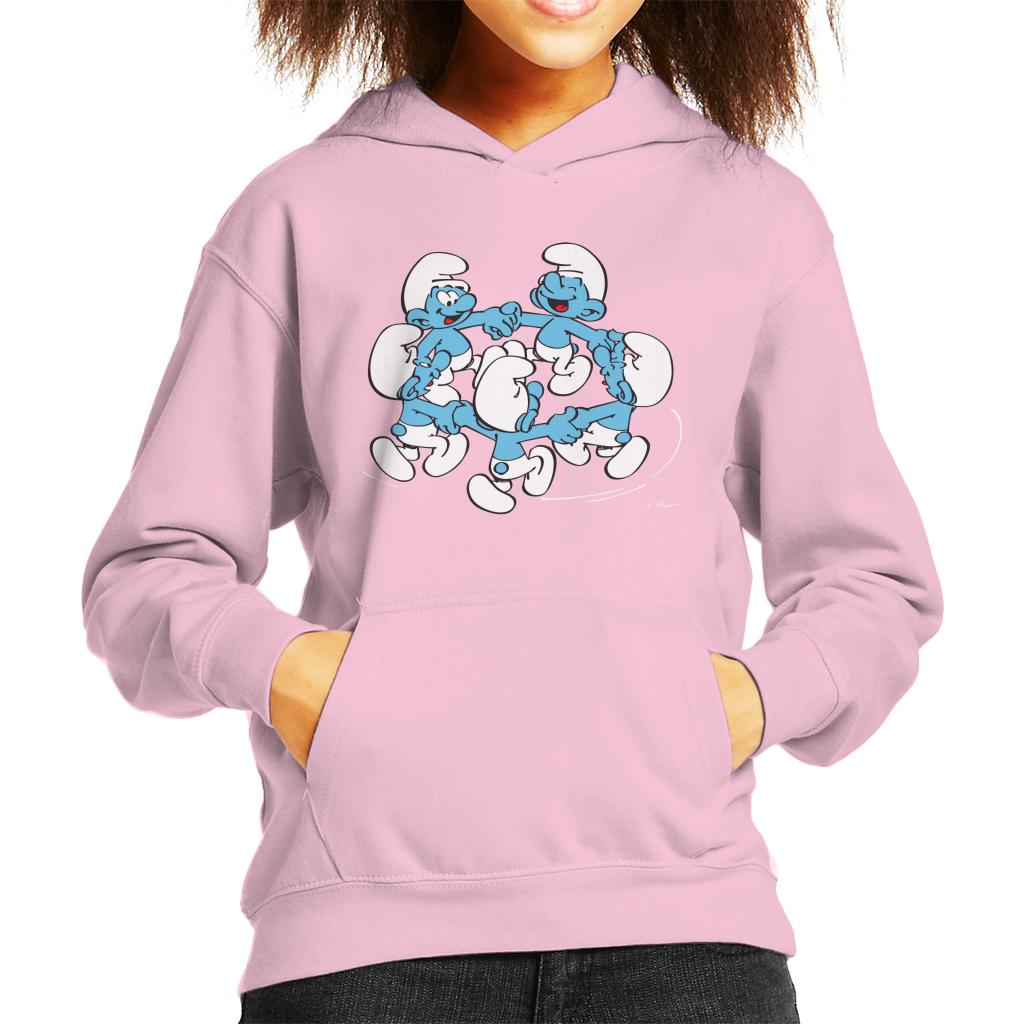 The Smurfs Holding Hands And Dancing Kid's Hooded Sweatshirt-ALL + EVERY