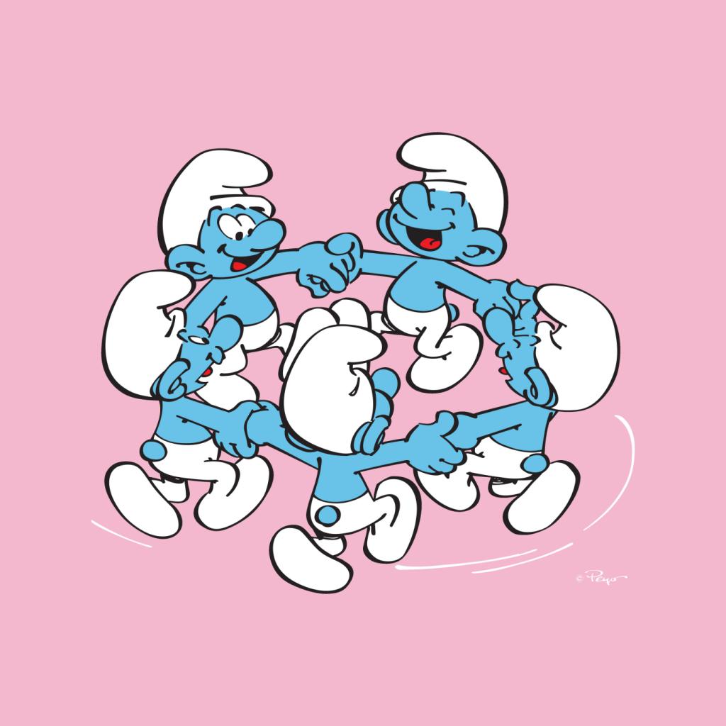 The Smurfs Holding Hands And Dancing Women's T-Shirt-ALL + EVERY