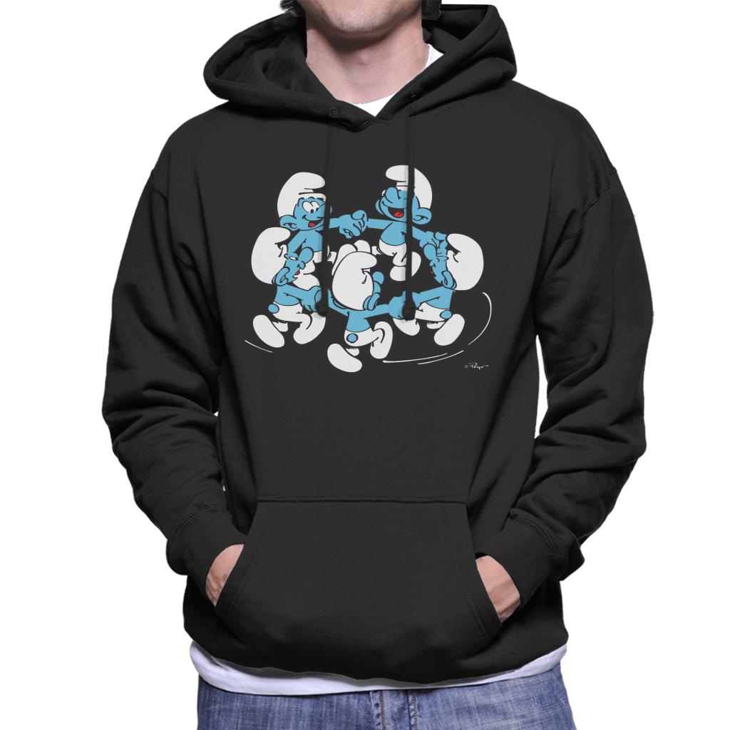 The Smurfs Holding Hands And Dancing Men's Hooded Sweatshirt-ALL + EVERY