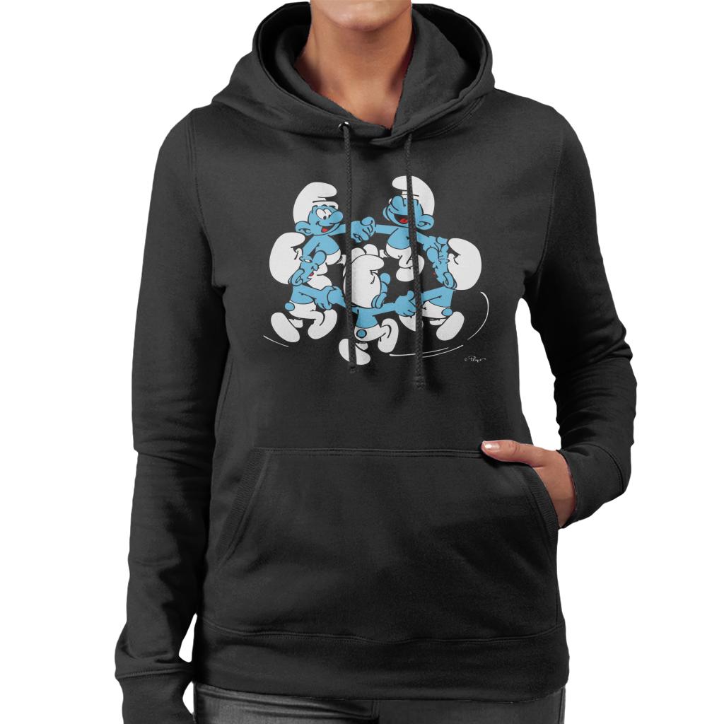 The Smurfs Holding Hands And Dancing Women's Hooded Sweatshirt-ALL + EVERY