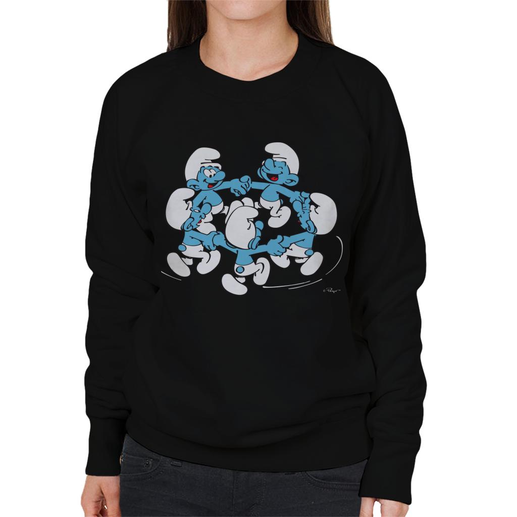 The Smurfs Holding Hands And Dancing Women's Sweatshirt-ALL + EVERY