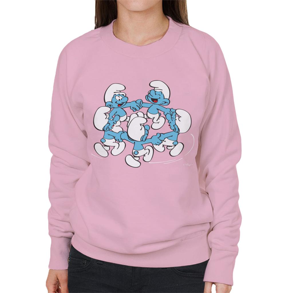 The Smurfs Holding Hands And Dancing Women's Sweatshirt-ALL + EVERY