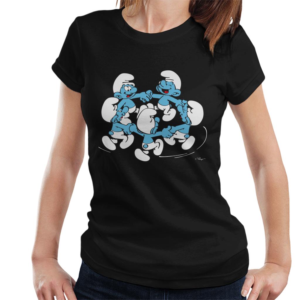 The Smurfs Holding Hands And Dancing Women's T-Shirt-ALL + EVERY