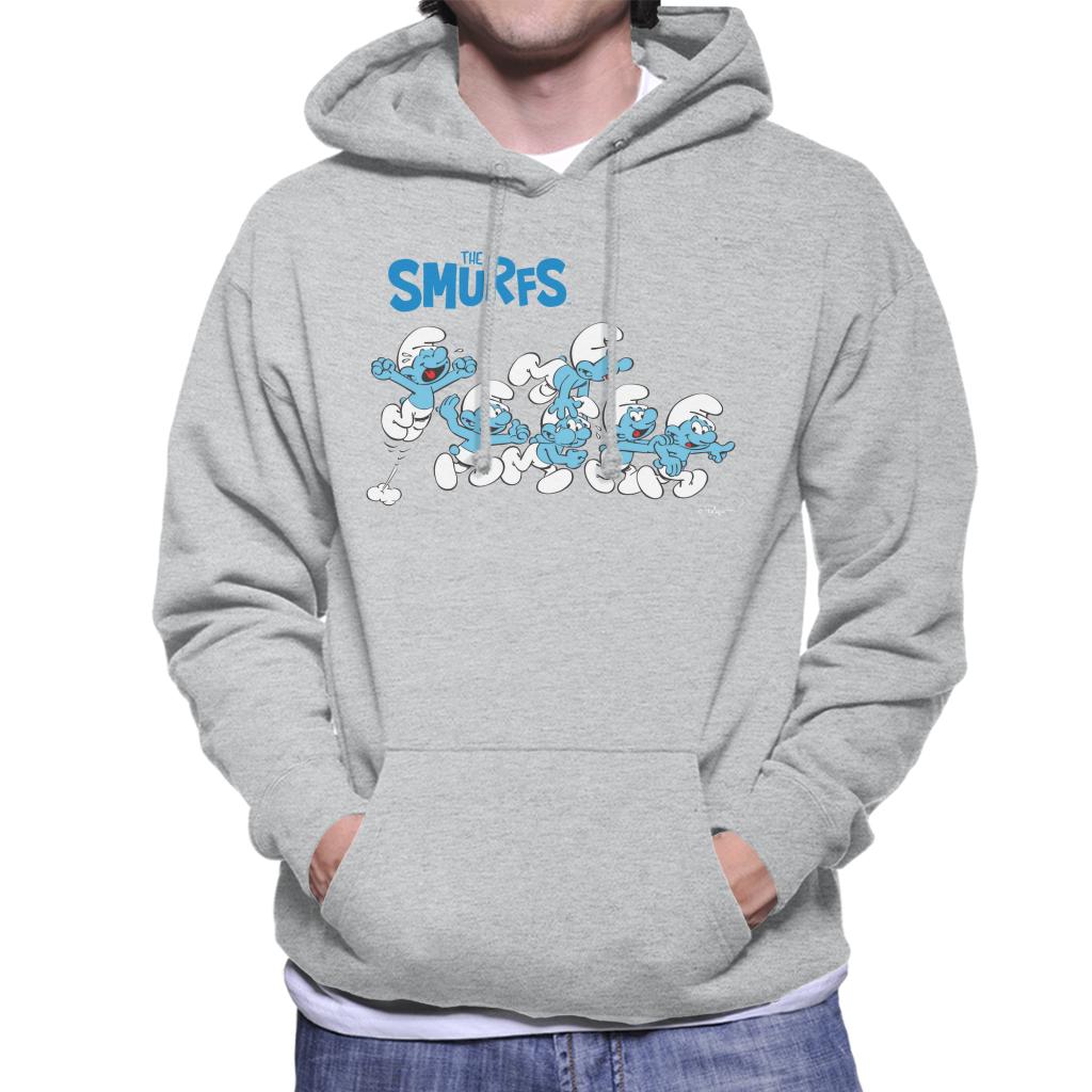 The Smurfs All Excited Men's Hooded Sweatshirt-ALL + EVERY