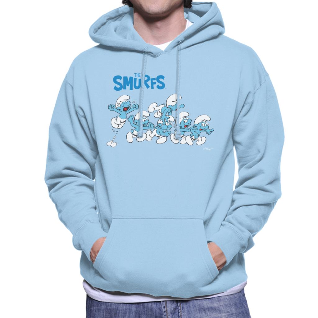 The Smurfs All Excited Men's Hooded Sweatshirt-ALL + EVERY