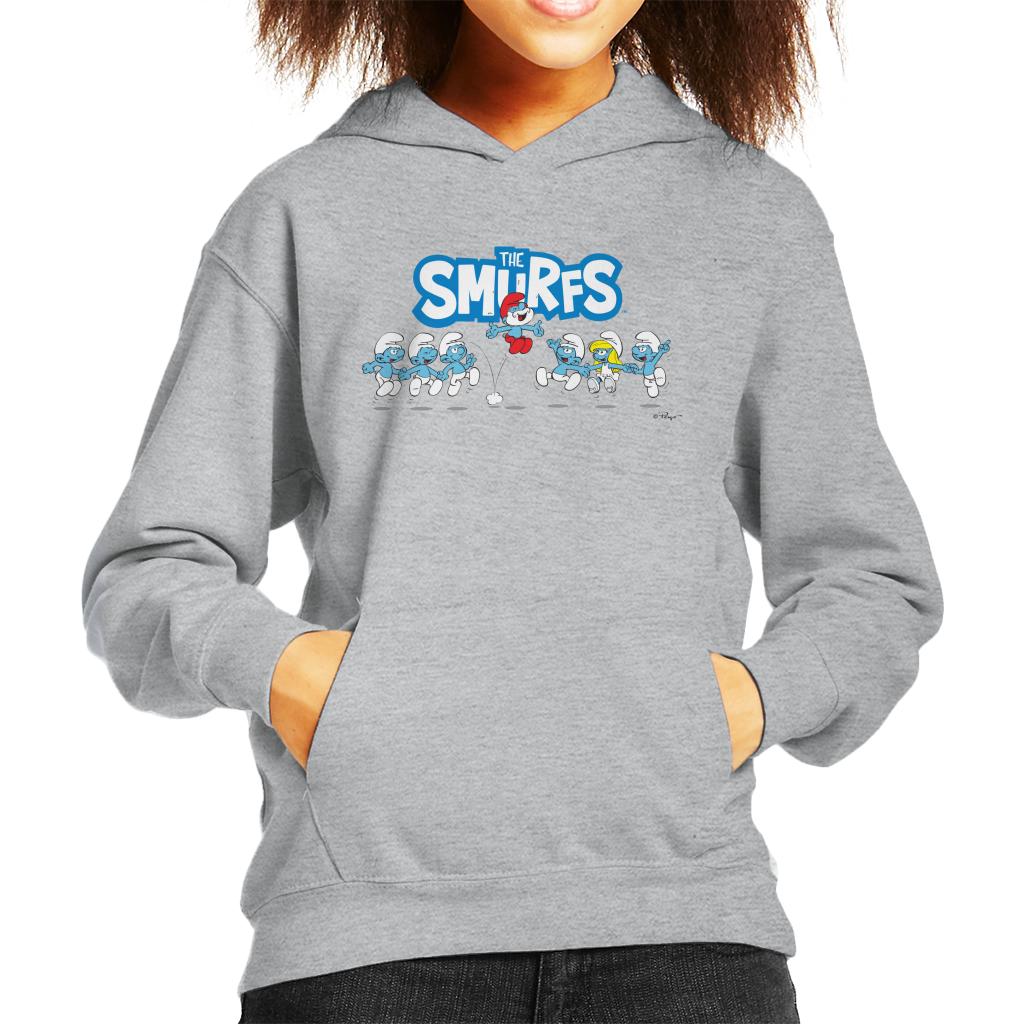 The Smurfs Jumping Logo Papa Smurf Kid's Hooded Sweatshirt-ALL + EVERY