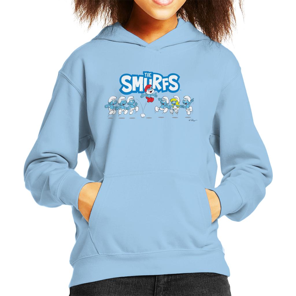 The Smurfs Jumping Logo Papa Smurf Kid's Hooded Sweatshirt-ALL + EVERY