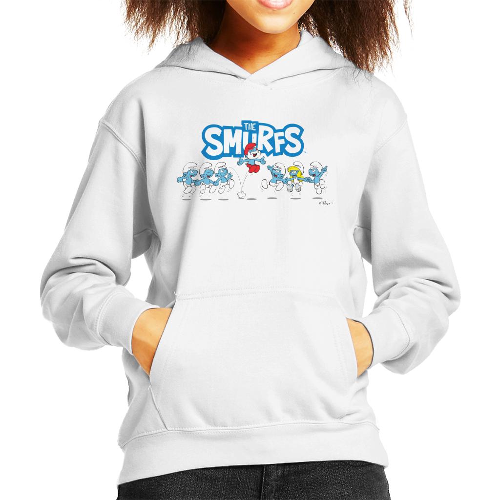 The Smurfs Jumping Logo Papa Smurf Kid's Hooded Sweatshirt-ALL + EVERY