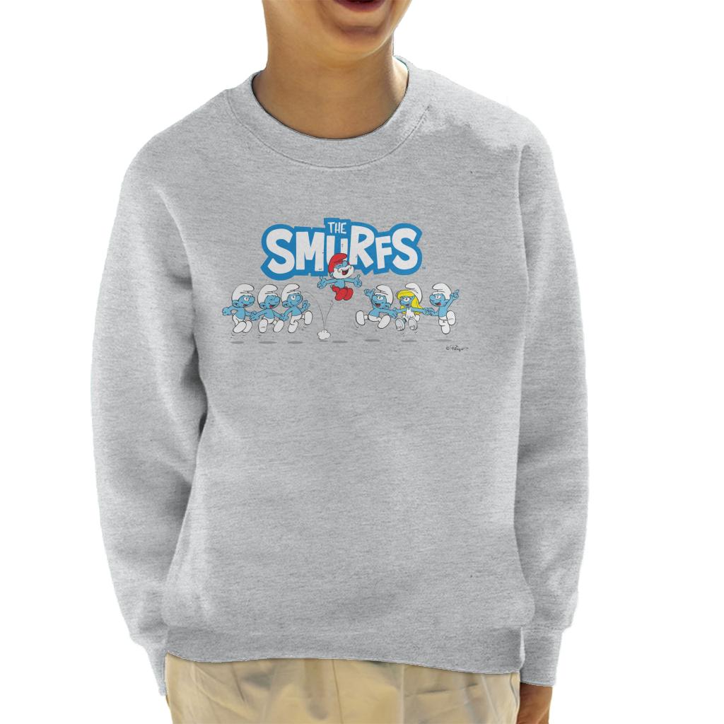 The Smurfs Jumping Logo Papa Smurf Kid's Sweatshirt-ALL + EVERY