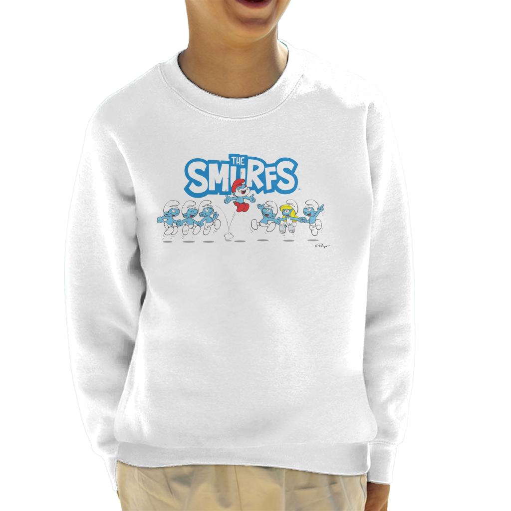 The Smurfs Jumping Logo Papa Smurf Kid's Sweatshirt-ALL + EVERY