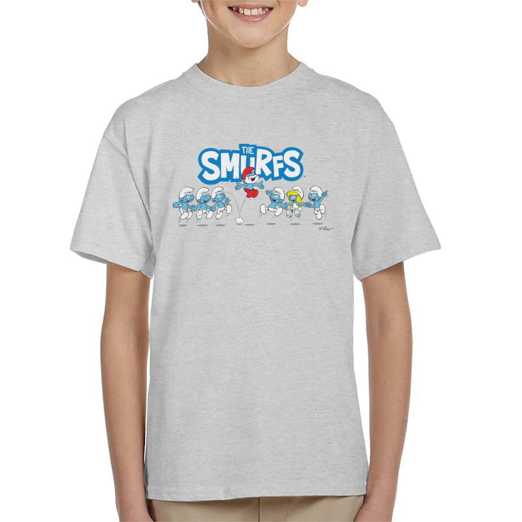 The Smurfs Jumping Logo Papa Smurf Kid's T-Shirt-ALL + EVERY