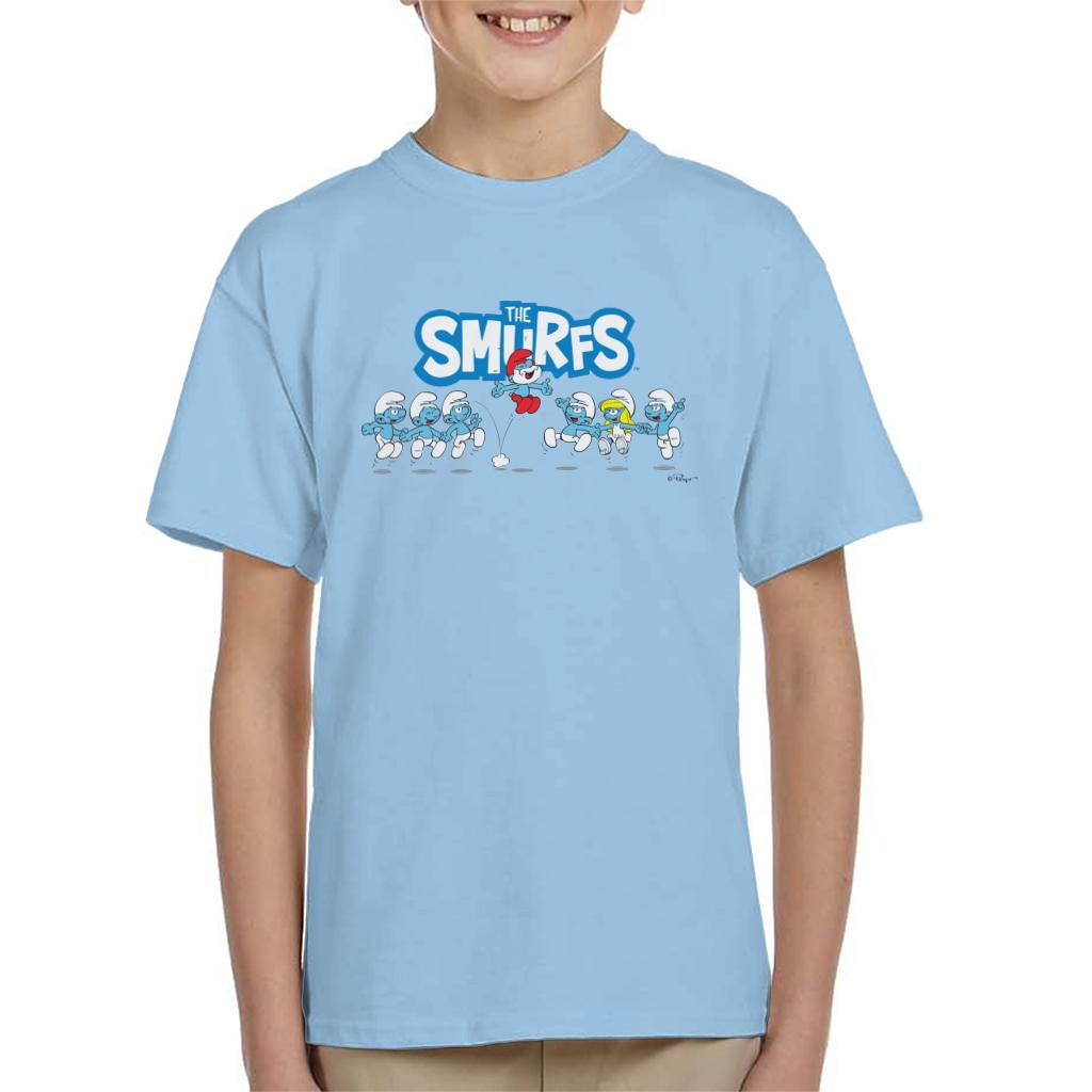 The Smurfs Jumping Logo Papa Smurf Kid's T-Shirt-ALL + EVERY