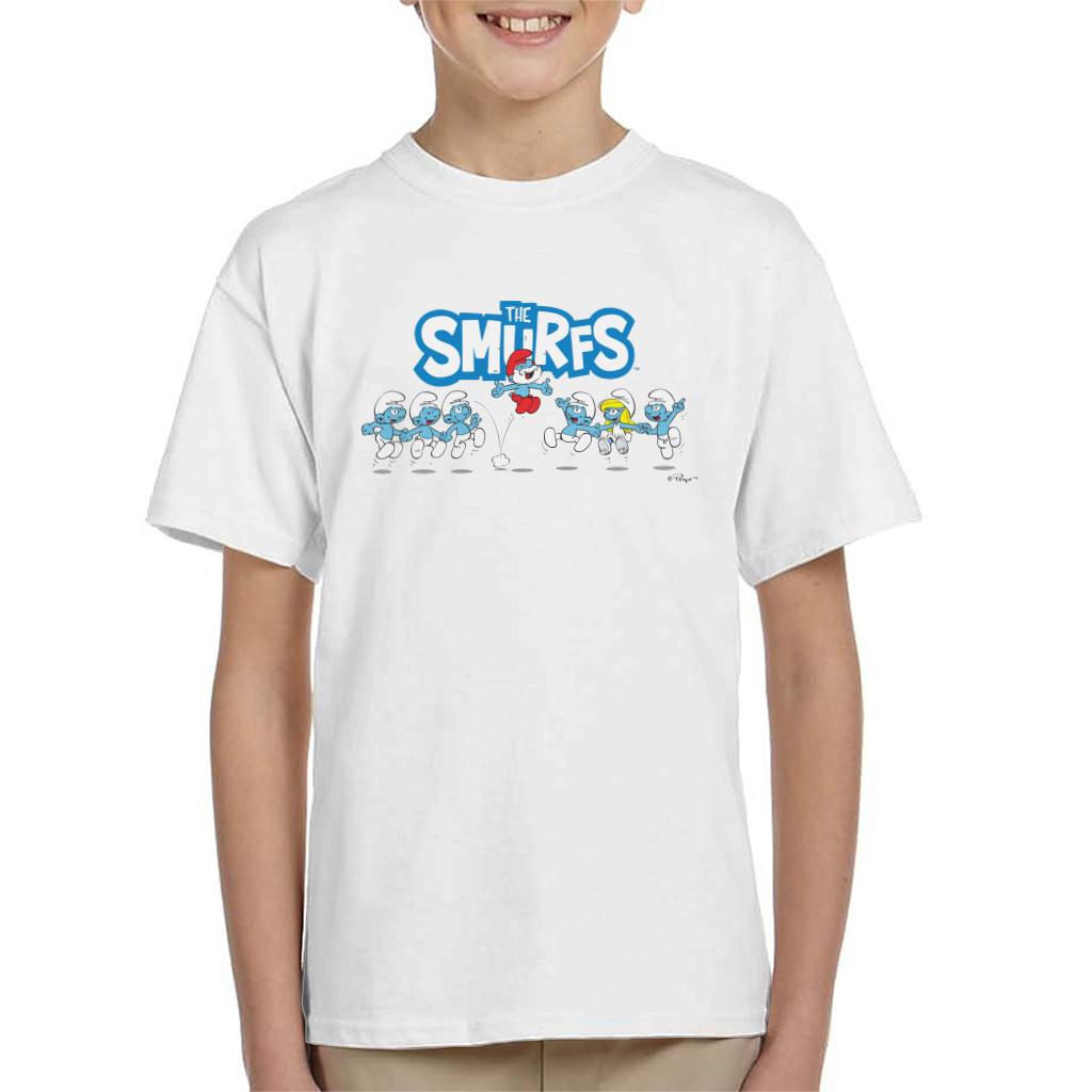 The Smurfs Jumping Logo Papa Smurf Kid's T-Shirt-ALL + EVERY