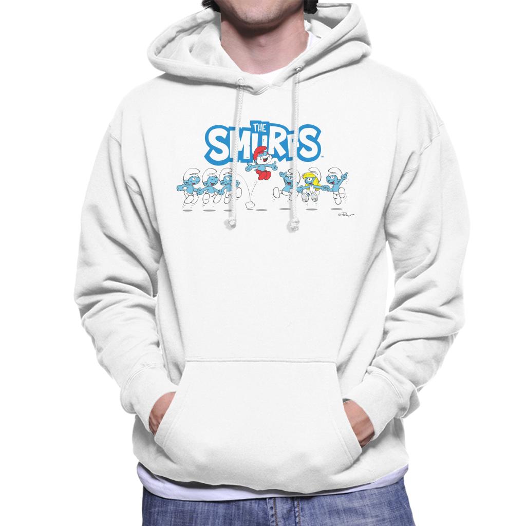 The Smurfs Jumping Logo Papa Smurf Men's Hooded Sweatshirt-ALL + EVERY