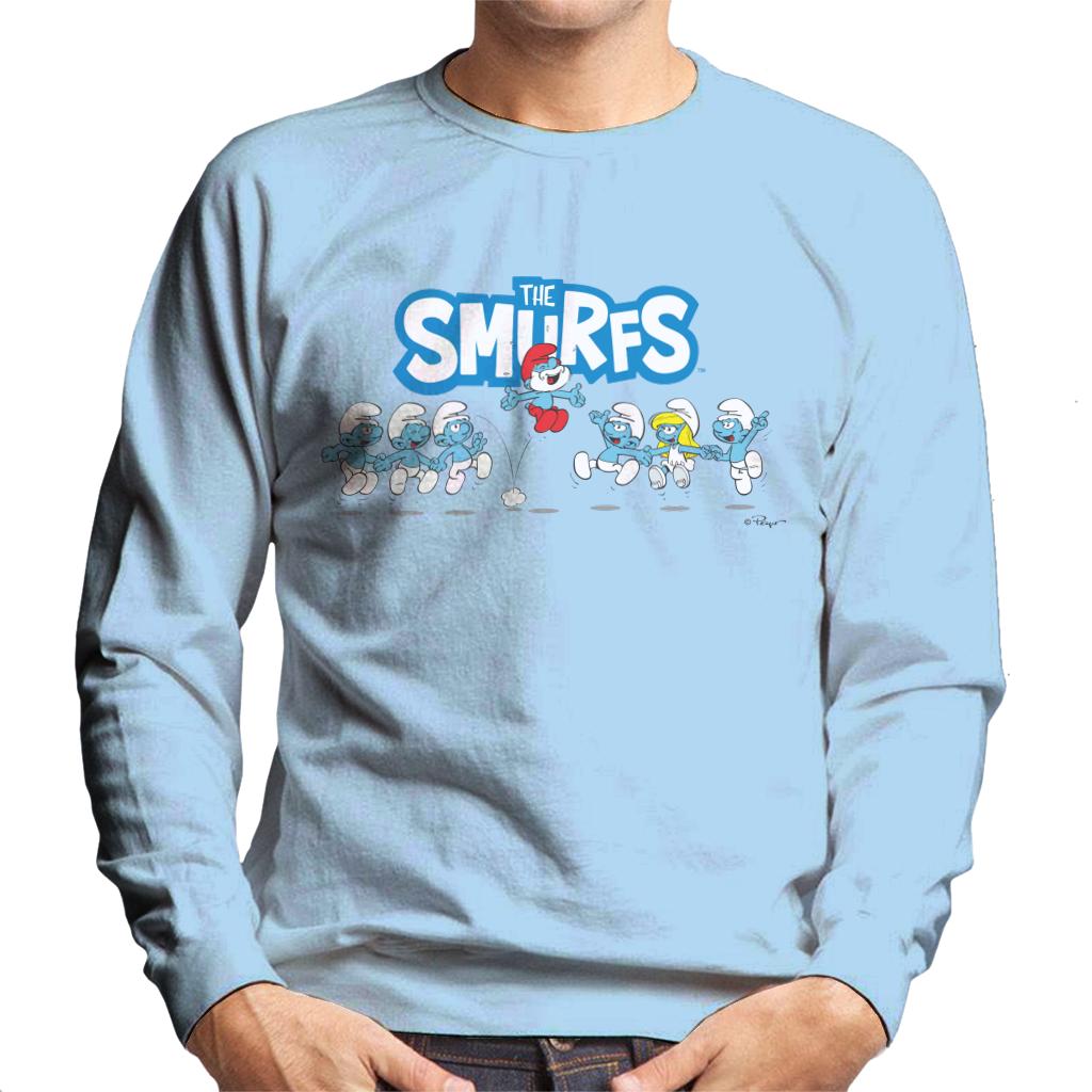 The Smurfs Jumping Logo Papa Smurf Men's Sweatshirt-ALL + EVERY