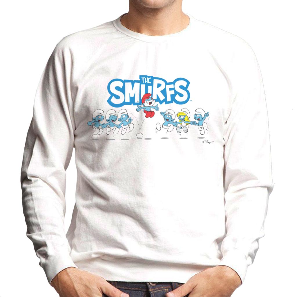 The Smurfs Jumping Logo Papa Smurf Men's Sweatshirt-ALL + EVERY