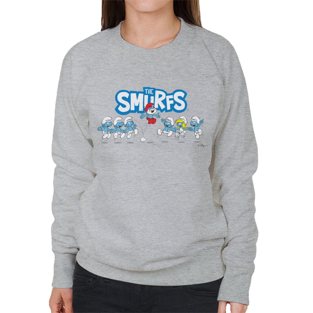 The Smurfs Jumping Logo Papa Smurf Women's Sweatshirt-ALL + EVERY