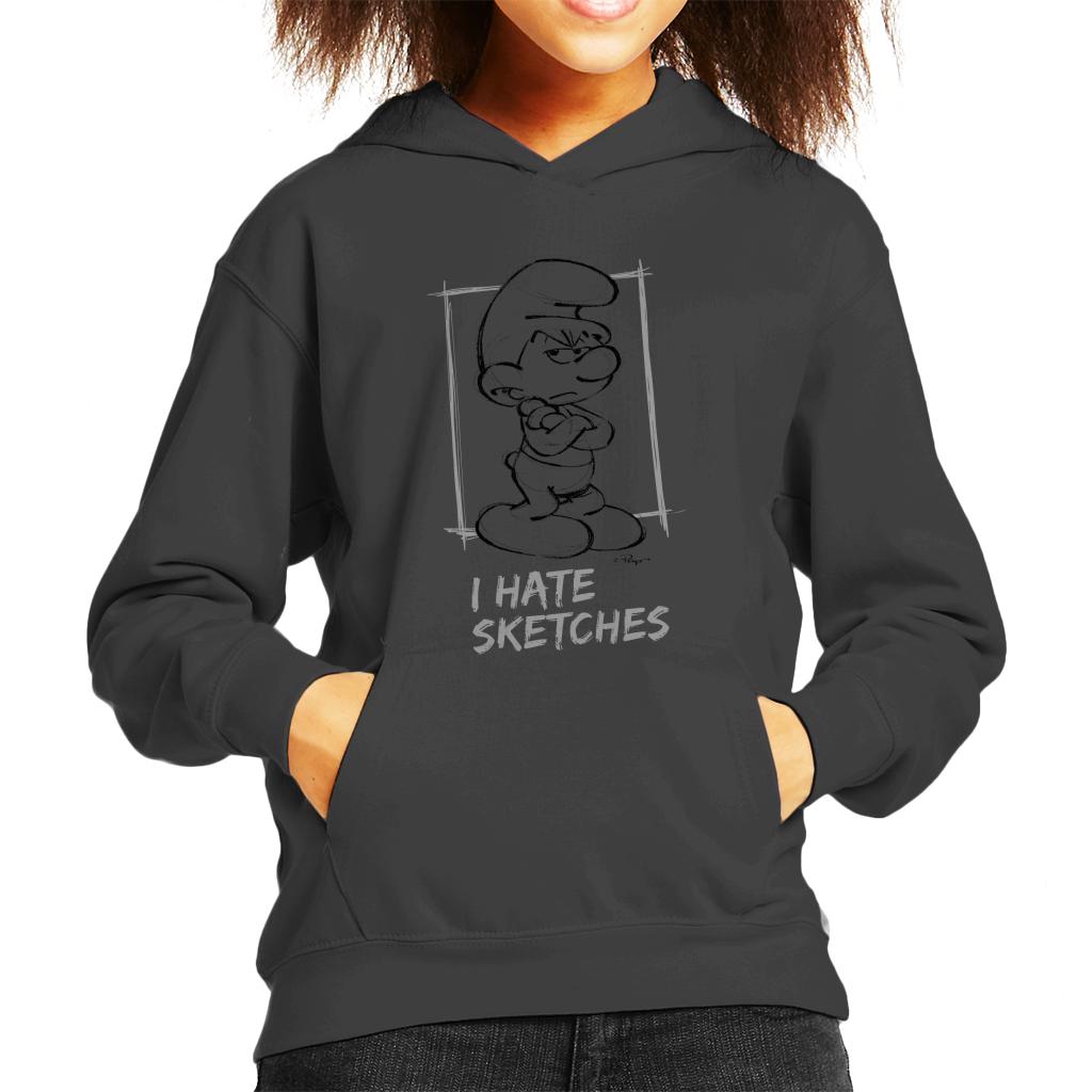 The Smurfs Grouchy I Hate Sketches Kid's Hooded Sweatshirt-ALL + EVERY