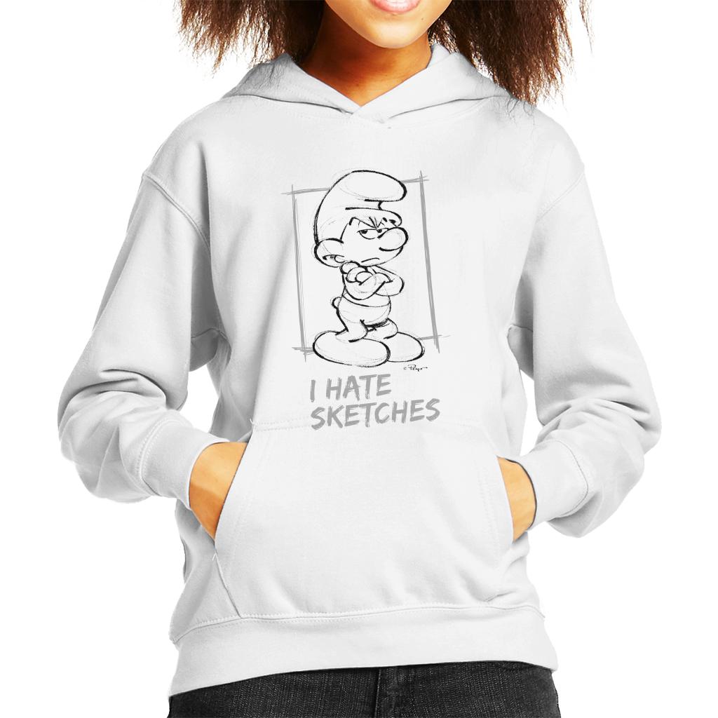 The Smurfs Grouchy I Hate Sketches Kid's Hooded Sweatshirt-ALL + EVERY