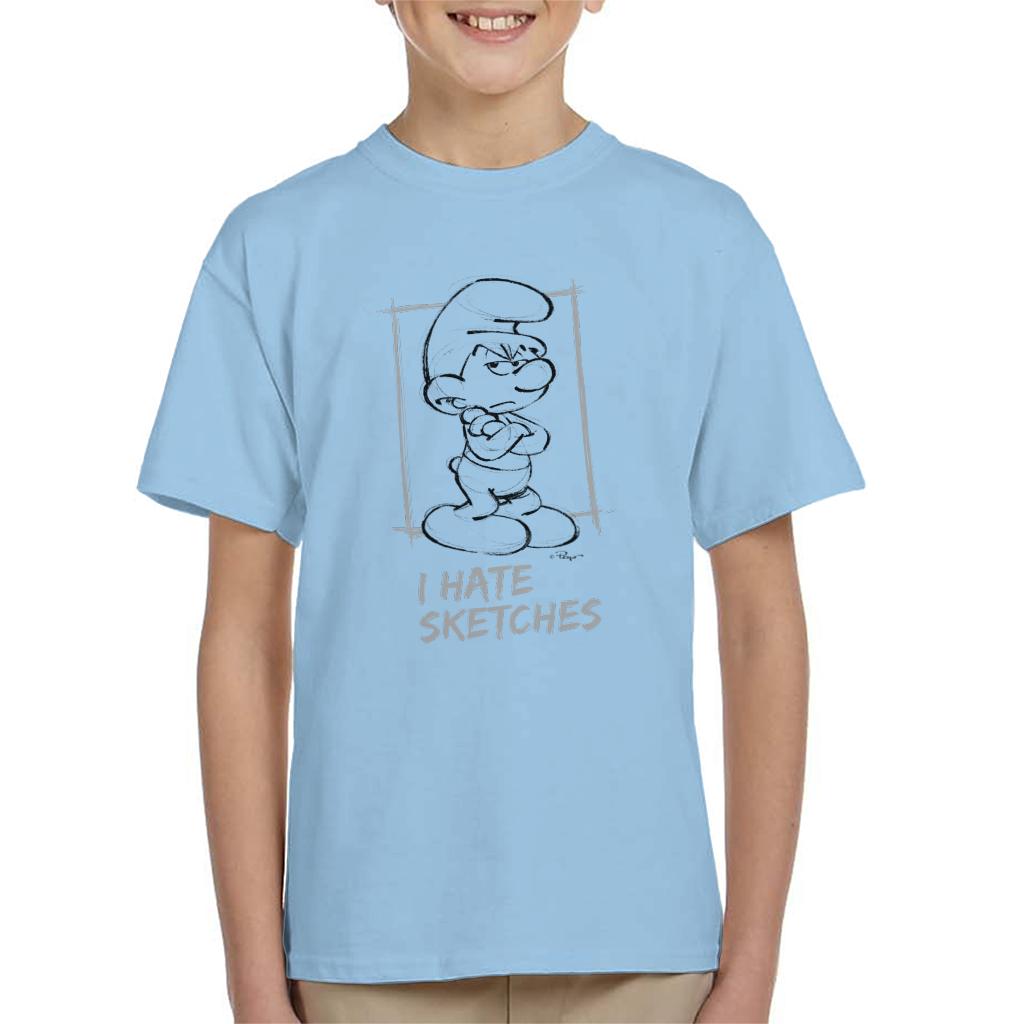 The Smurfs Grouchy I Hate Sketches Kid's T-Shirt-ALL + EVERY