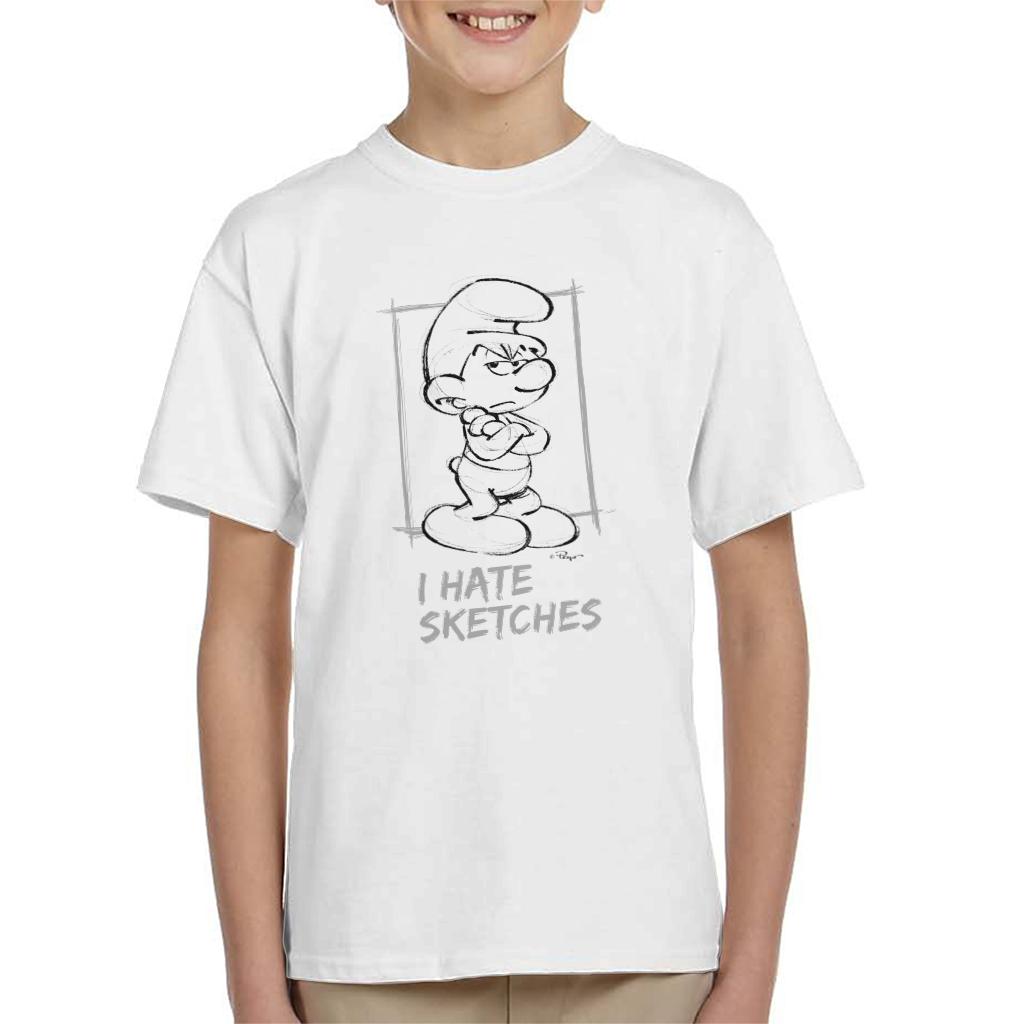 The Smurfs Grouchy I Hate Sketches Kid's T-Shirt-ALL + EVERY