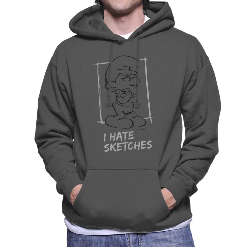 The Smurfs Grouchy I Hate Sketches Men's Hooded Sweatshirt-ALL + EVERY