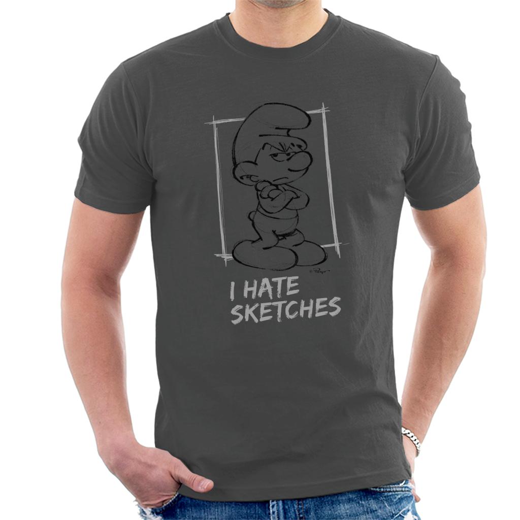 The Smurfs Grouchy I Hate Sketches Men's T-Shirt-ALL + EVERY