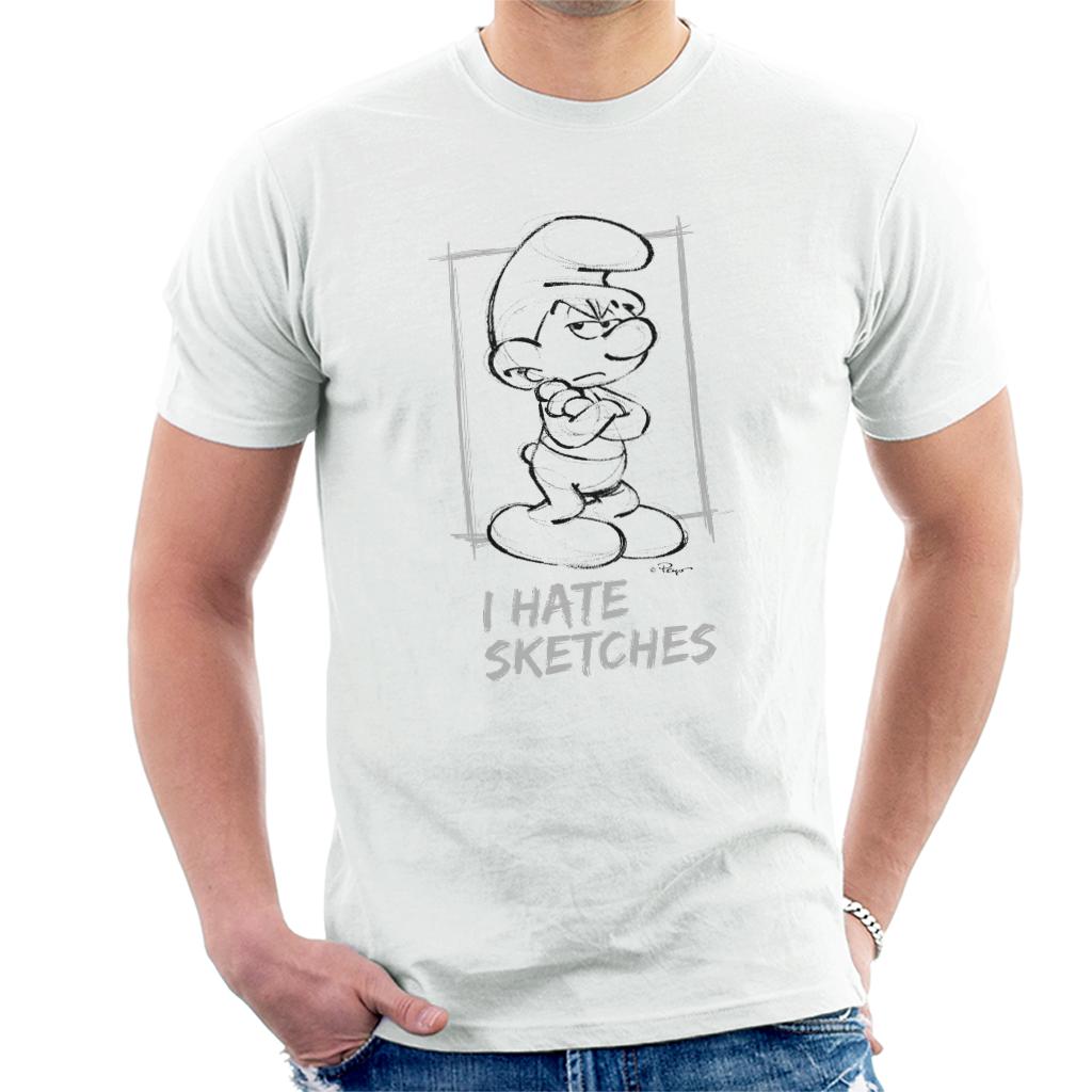 The Smurfs Grouchy I Hate Sketches Men's T-Shirt-ALL + EVERY