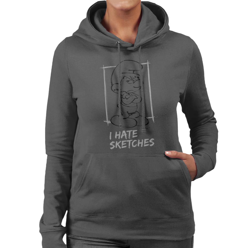 The Smurfs Grouchy I Hate Sketches Women's Hooded Sweatshirt-ALL + EVERY