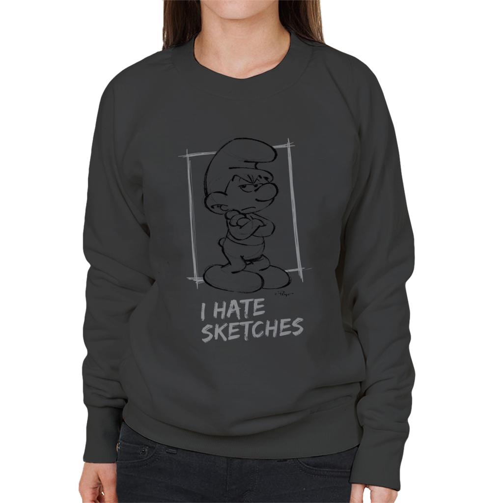 The Smurfs Grouchy I Hate Sketches Women's Sweatshirt-ALL + EVERY